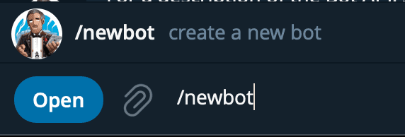 BotFather conversation in Telegram showing the /newbot flow and the resulting bot token